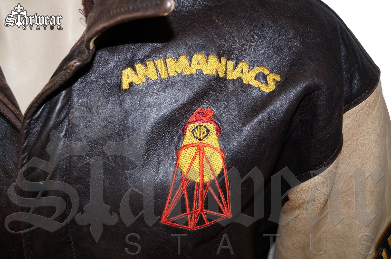 Animaniacs Jim Cummings Personally Owned Warner Bros Cast Crew Leather Bomber Jacket Autographed Signed By Pinky The Brain Composer Richard Stone Starwear Status