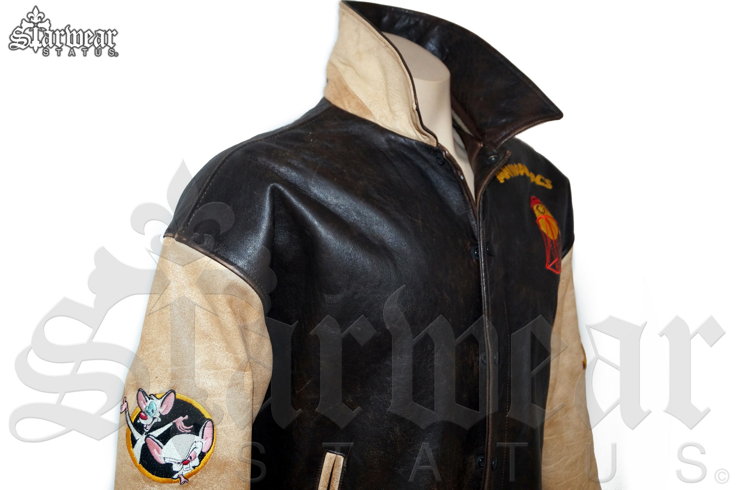 Animaniacs Jim Cummings Personally Owned Warner Bros Cast Crew Leather Bomber Jacket Autographed Signed By Pinky The Brain Composer Richard Stone Starwear Status