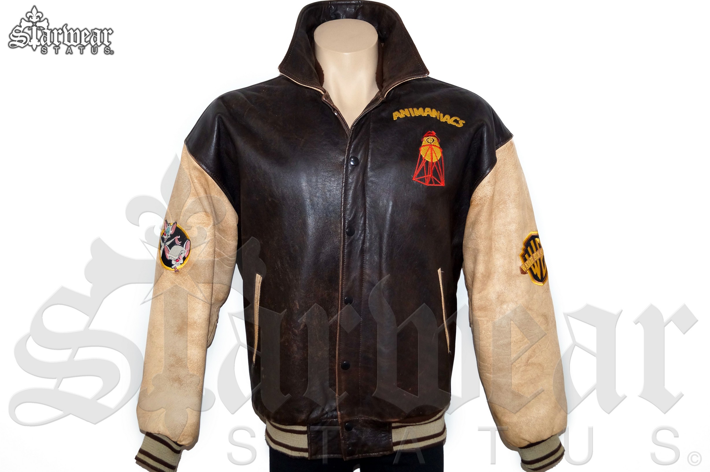 Animaniacs Jim Cummings Personally Owned Warner Bros Cast Crew Leather Bomber Jacket Autographed Signed By Pinky The Brain Composer Richard Stone Starwear Status