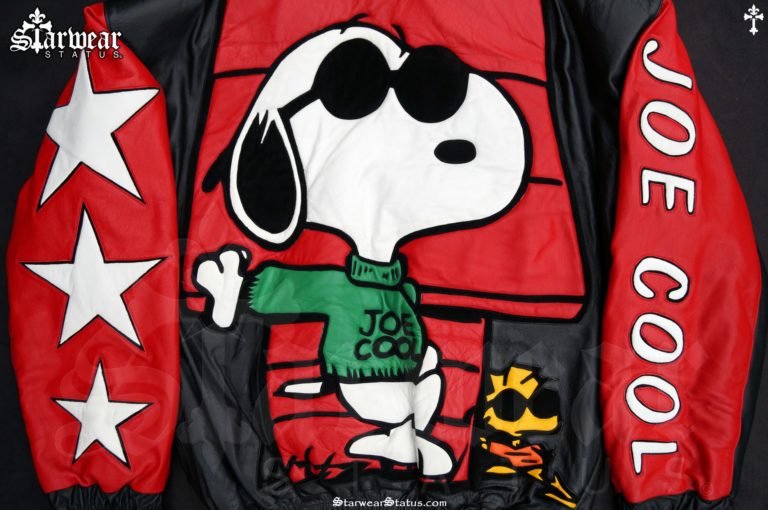90s Vintage PEANUTS Snoopy Leather Cartoon Charlie Brown Hip Hop Bomber Jacket (Featured at
