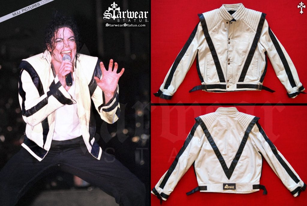 Vintage 80's Michael Jackson THRILLER White Leather Jacket Size 42/44