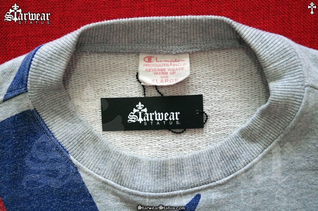 Vintage 90s CHAMPION Gray Spell Out Logo All Over Print