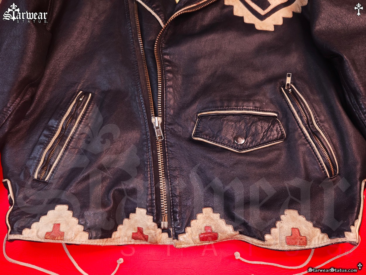 80s VOLCANO NATIVE AMERICAN INDIAN CHIEF LEATHER AZTEC COW