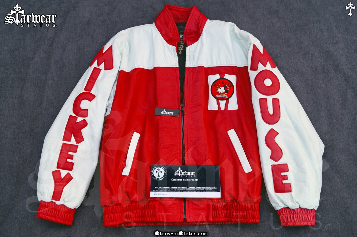 90s MICKEY MOUSE CLUB DISNEY ATHLETIC LEATHER CARTOON HIP HOP JACKET M/L 80s