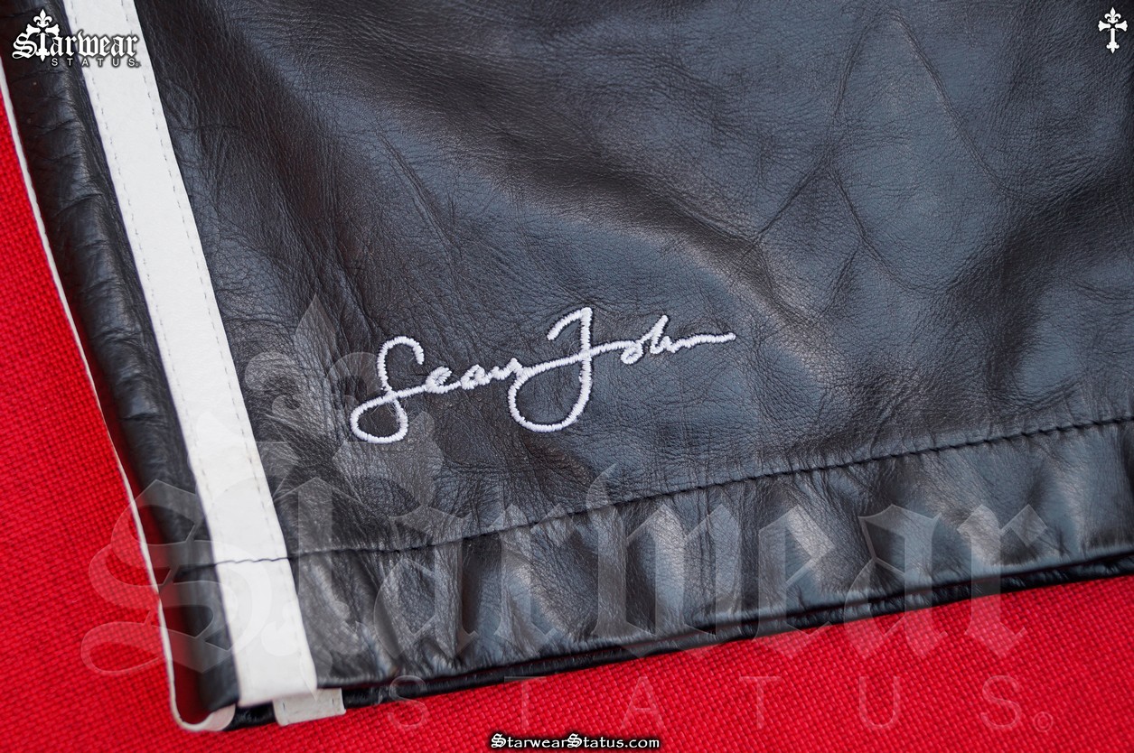 SEAN JOHN Hip Hop Leather Shorts Size 32 w/ Swarovski Crystal Belt (Celebrity Wardrobe Item Worn By SLIM Of 112) - Bad Boy Records