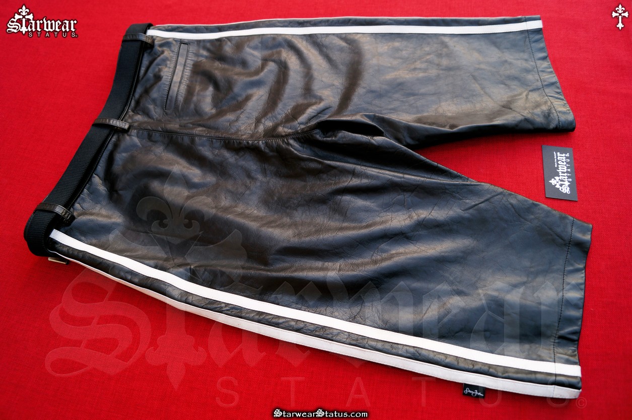 SEAN JOHN Hip Hop Leather Shorts Size 32 w/ Swarovski Crystal Belt (Celebrity Wardrobe Item Worn By SLIM Of 112) - Bad Boy Records