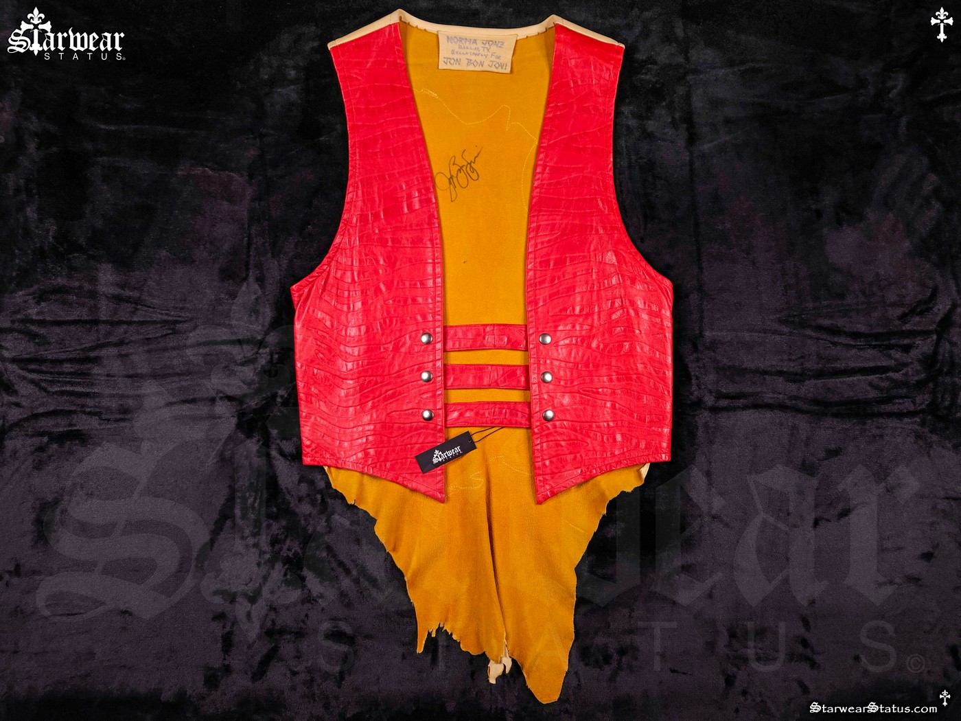 JON BON JOVI Hand-Signed Custom Red Leather Vest Celebrity Worn Wardrobe From Rock 'n' Roll Star (Bon Jovi) ONE OF A KIND!