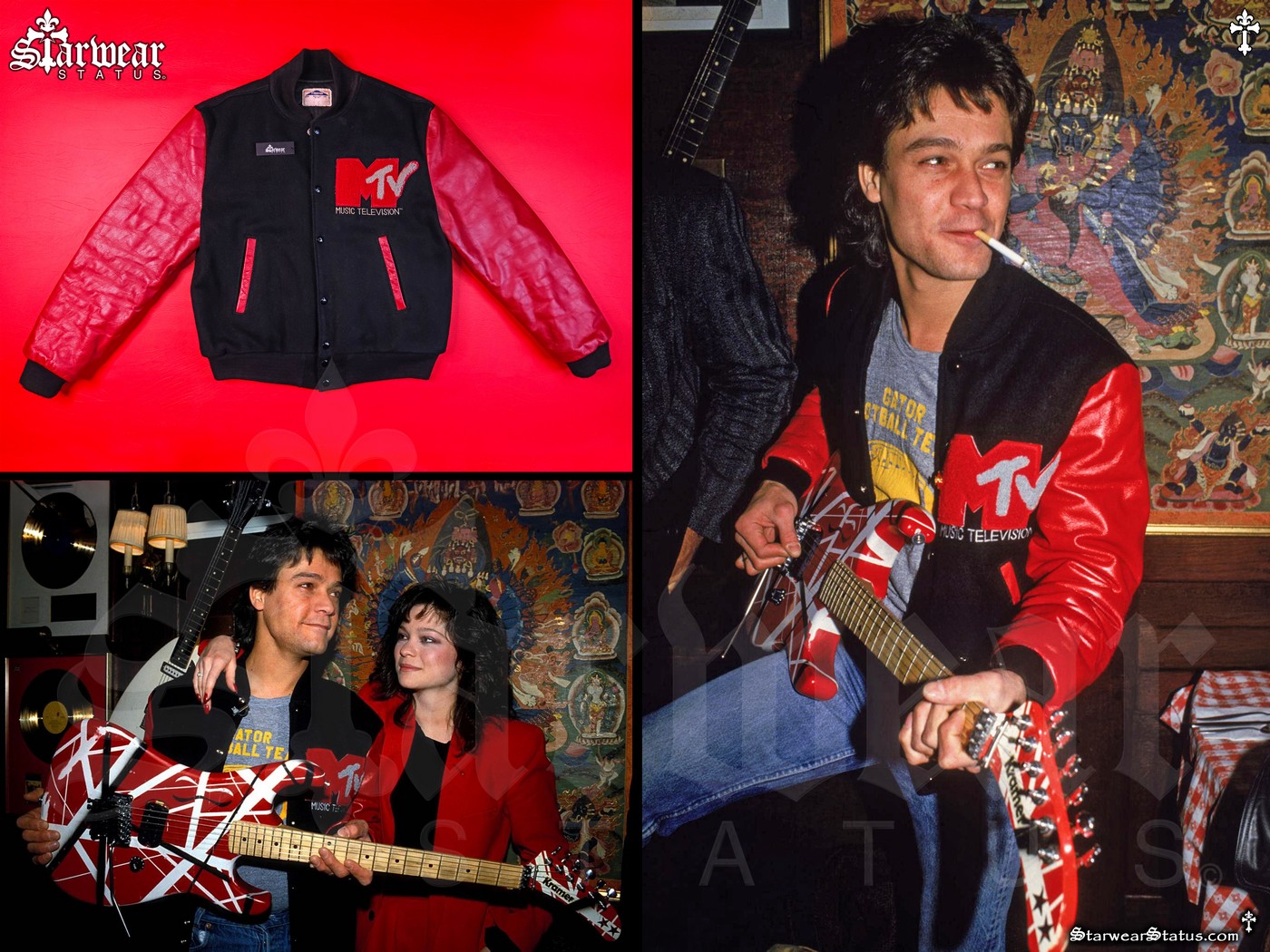 EDDIE VAN HALEN personal worn 1980s MTV Vintage Varsity Jacket signed COA from Hard Rock Cafe 1985 extremely rare rock memorabilia