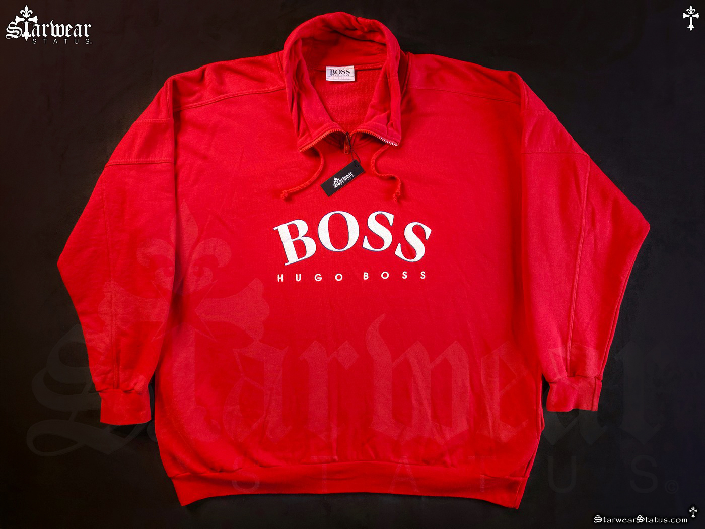 Vintage 80s Hugo Boss Rocky IV (1985) Boxing Movie Red White Sweatshirt Seen Worn By Sylvester Stallone Rocky Balboa & Cast L-XL (VERY RARE COLORWAY!)