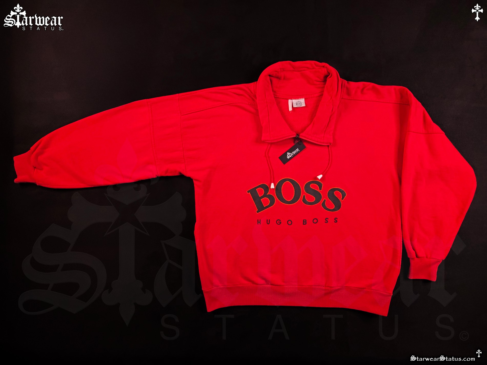 Vintage 80s Hugo Boss Rocky IV (1985) Boxing Movie Red Black Sweatshirt As Seen Worn By Sylvester Stallone Rocky Balboa & Cast Size S-M (Ultra Rare Colorway!)