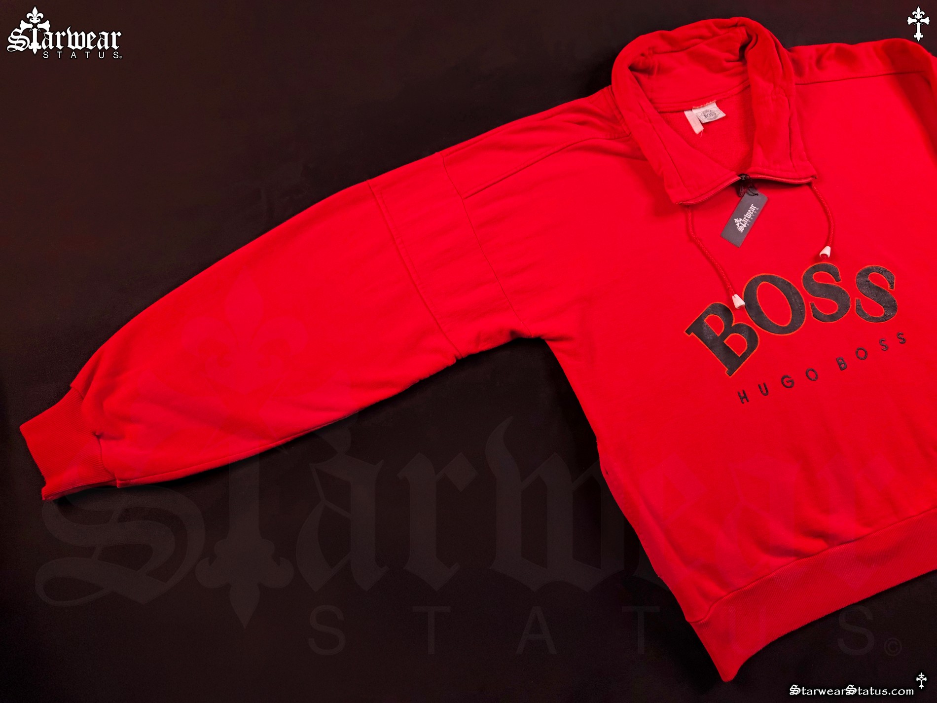 Vintage 80s Hugo Boss Rocky IV (1985) Boxing Movie Red Black Sweatshirt As Seen Worn By Sylvester Stallone Rocky Balboa & Cast Size S-M (Ultra Rare Colorway!)