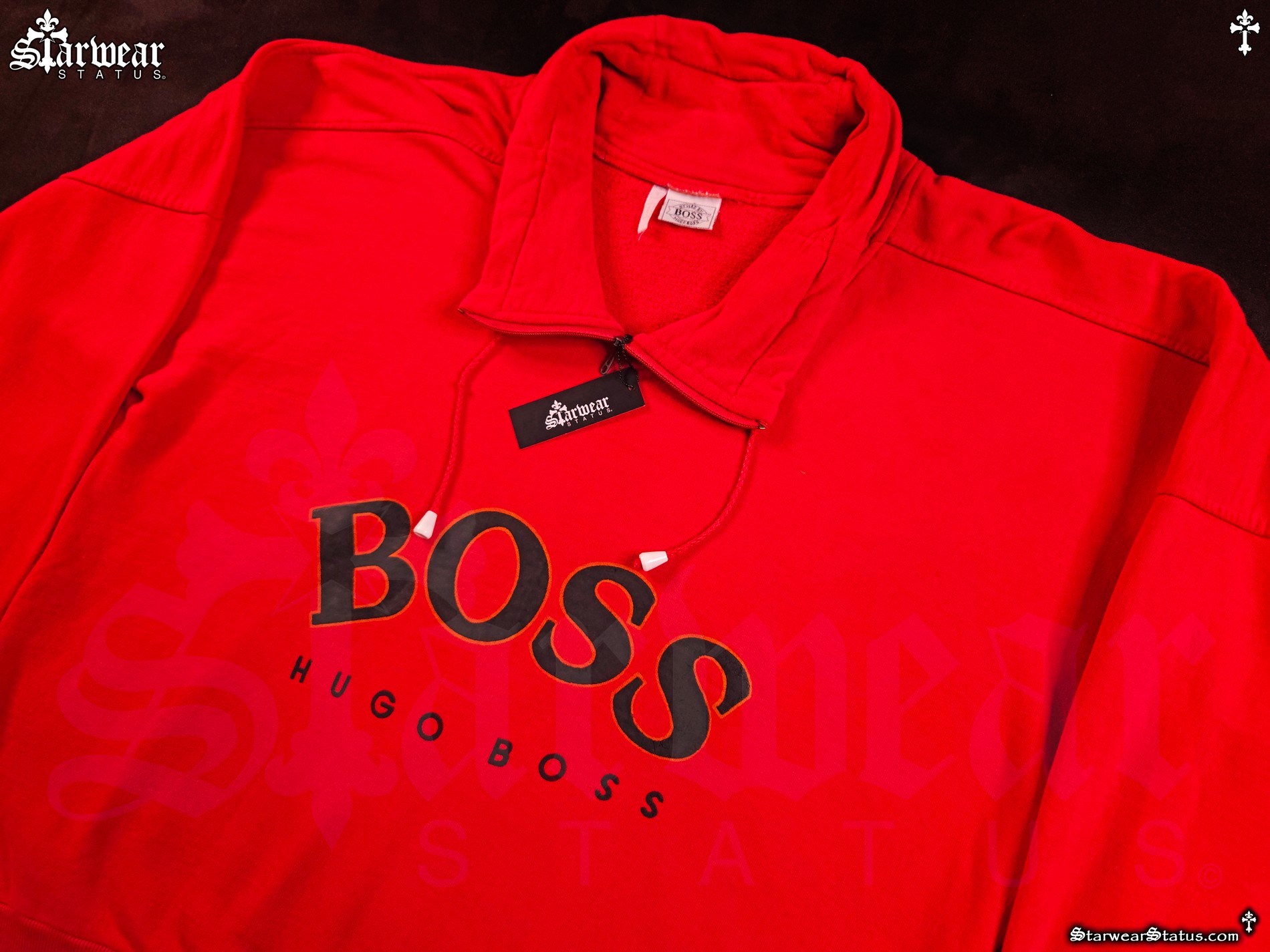 Vintage 80s Hugo Boss Rocky IV (1985) Boxing Movie Red Black Sweatshirt As Seen Worn By Sylvester Stallone Rocky Balboa & Cast Size S-M (Ultra Rare Colorway!)