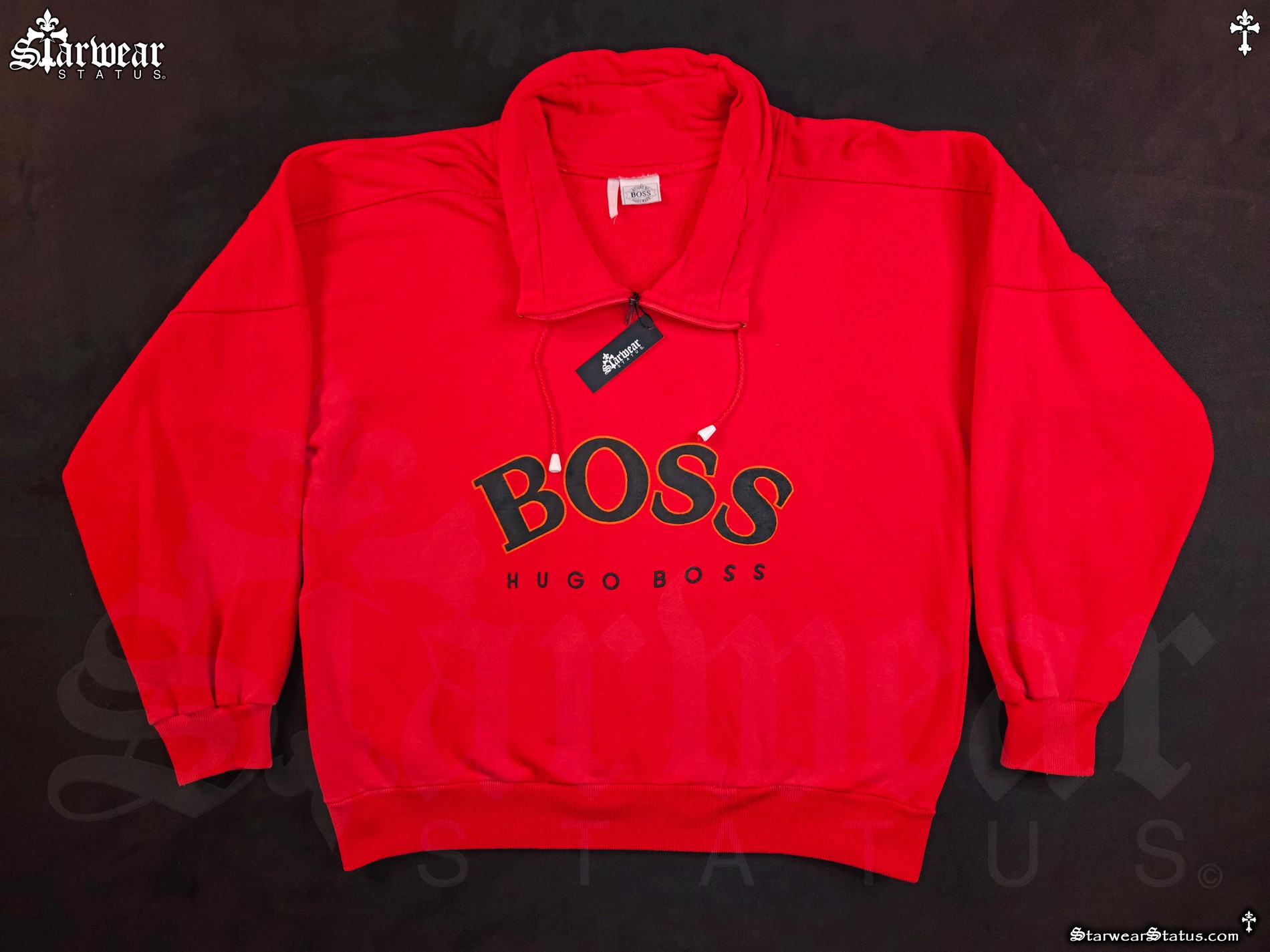 Vintage 80s Hugo Boss Rocky IV (1985) Boxing Movie Red Black Sweatshirt As Seen Worn By Sylvester Stallone Rocky Balboa & Cast Size S-M (Ultra Rare Colorway!)