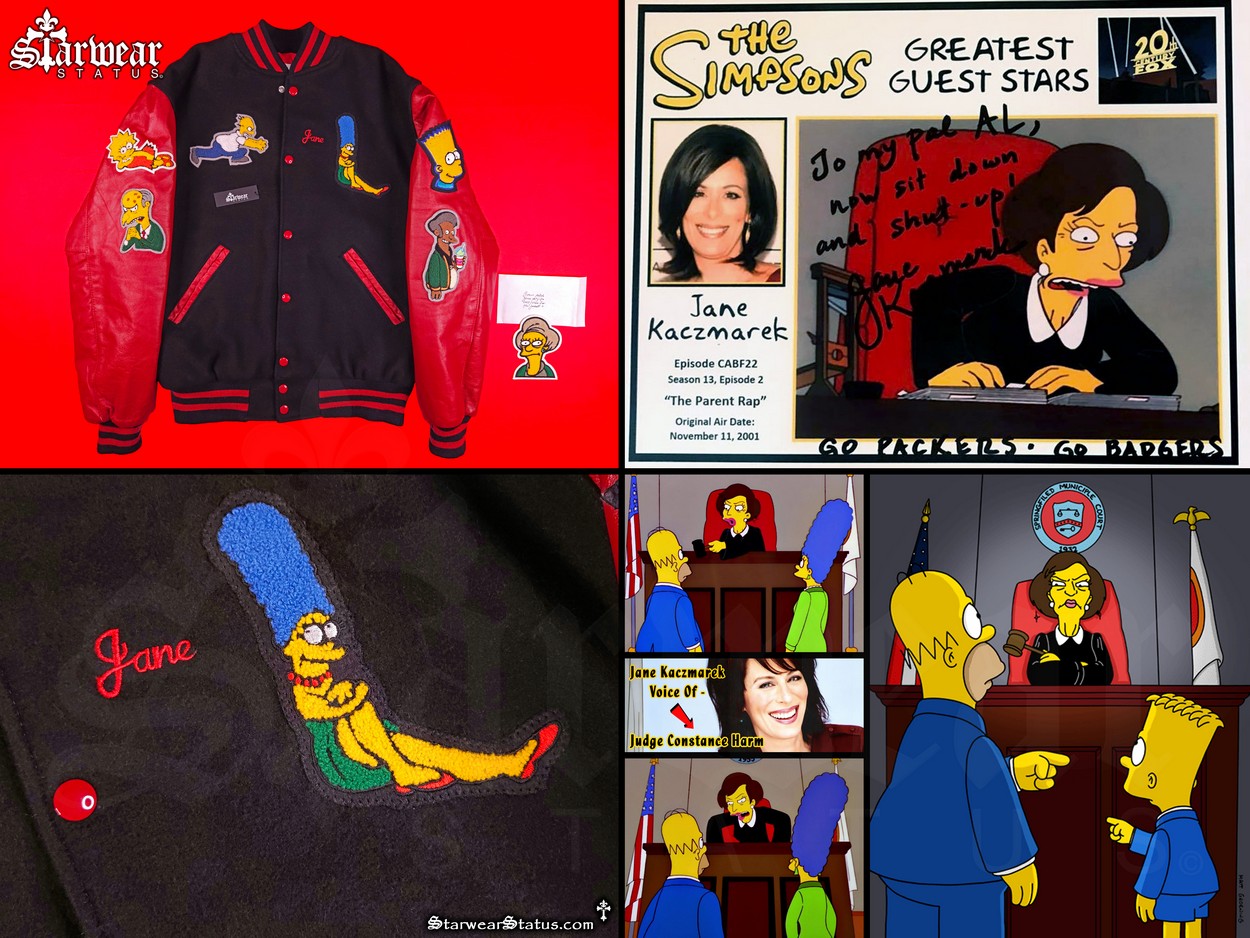 The Simpsons Cast + Crew Letterman Jacket - Owned By Actress Jane Kaczmarek (Voice Of Judge Constance Harm) - Animation TV Memorabilia