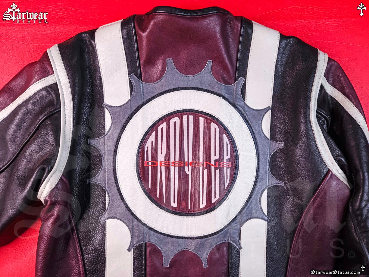 Vintage 90s Vanson Leathers x Troy Lee Designs Striped Leather Racing Jacket M/L - Extremely Rare! (FOR THE WORLD'S FASTEST RACERS)
