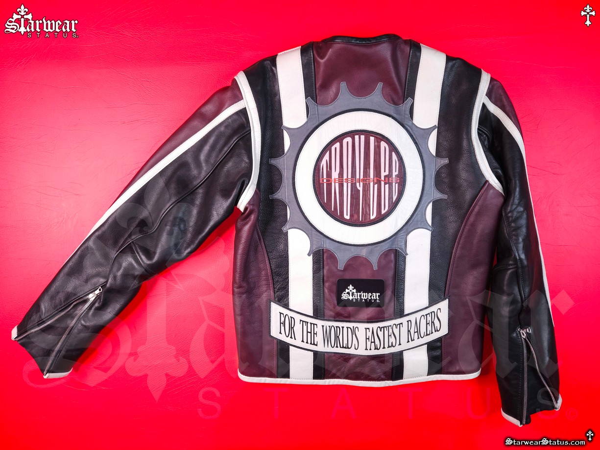 Vintage 90s Vanson Leathers x Troy Lee Designs Striped Leather Racing Jacket M/L - Extremely Rare! (FOR THE WORLD'S FASTEST RACERS)