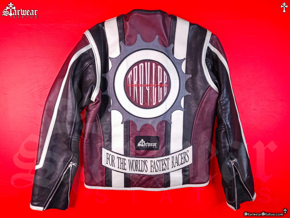 Vintage 90s Vanson Leathers x Troy Lee Designs Striped Leather Racing Jacket M/L - Extremely Rare! (FOR THE WORLD'S FASTEST RACERS)