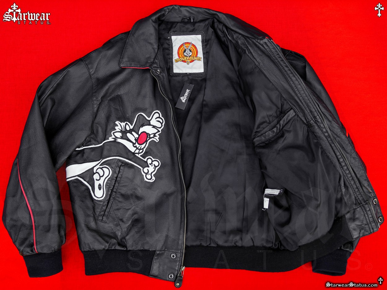 Vintage 90s Looney Tunes Cartoon Leather Jacket Unisex Adult