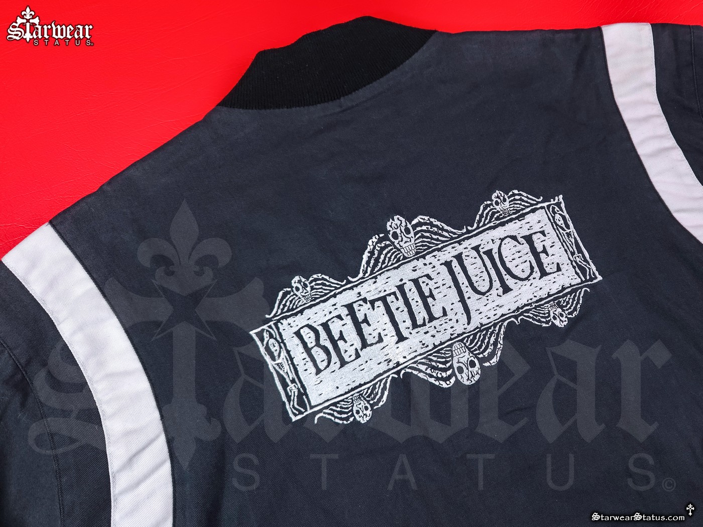 Vintage 1988 Beetlejuice Movie Crew Jacket by Warner Bros – Tim Burton Horror Film Promo Varsity Bomber, Size L/XL, Extremely Rare Movie Memorabilia