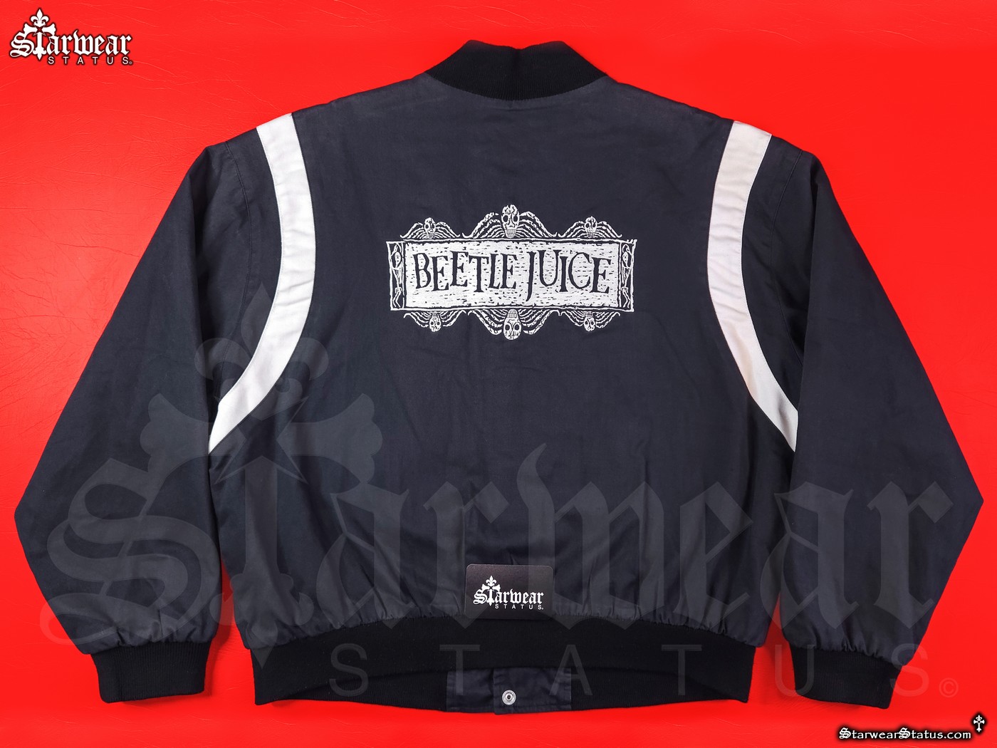 Vintage 1988 Beetlejuice Movie Crew Jacket by Warner Bros – Tim Burton Horror Film Promo Varsity Bomber, Size L/XL, Extremely Rare Movie Memorabilia