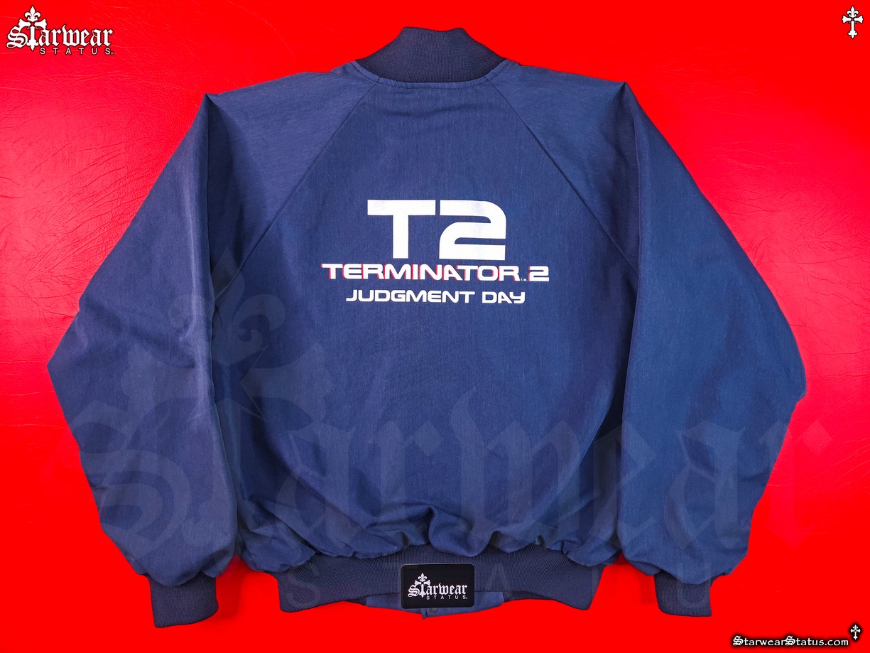 Vintage 90s Terminator 2 T2 Judgement Day movie crew promo jacket L worn by film lighting company staff starring Arnold Schwarzenegger