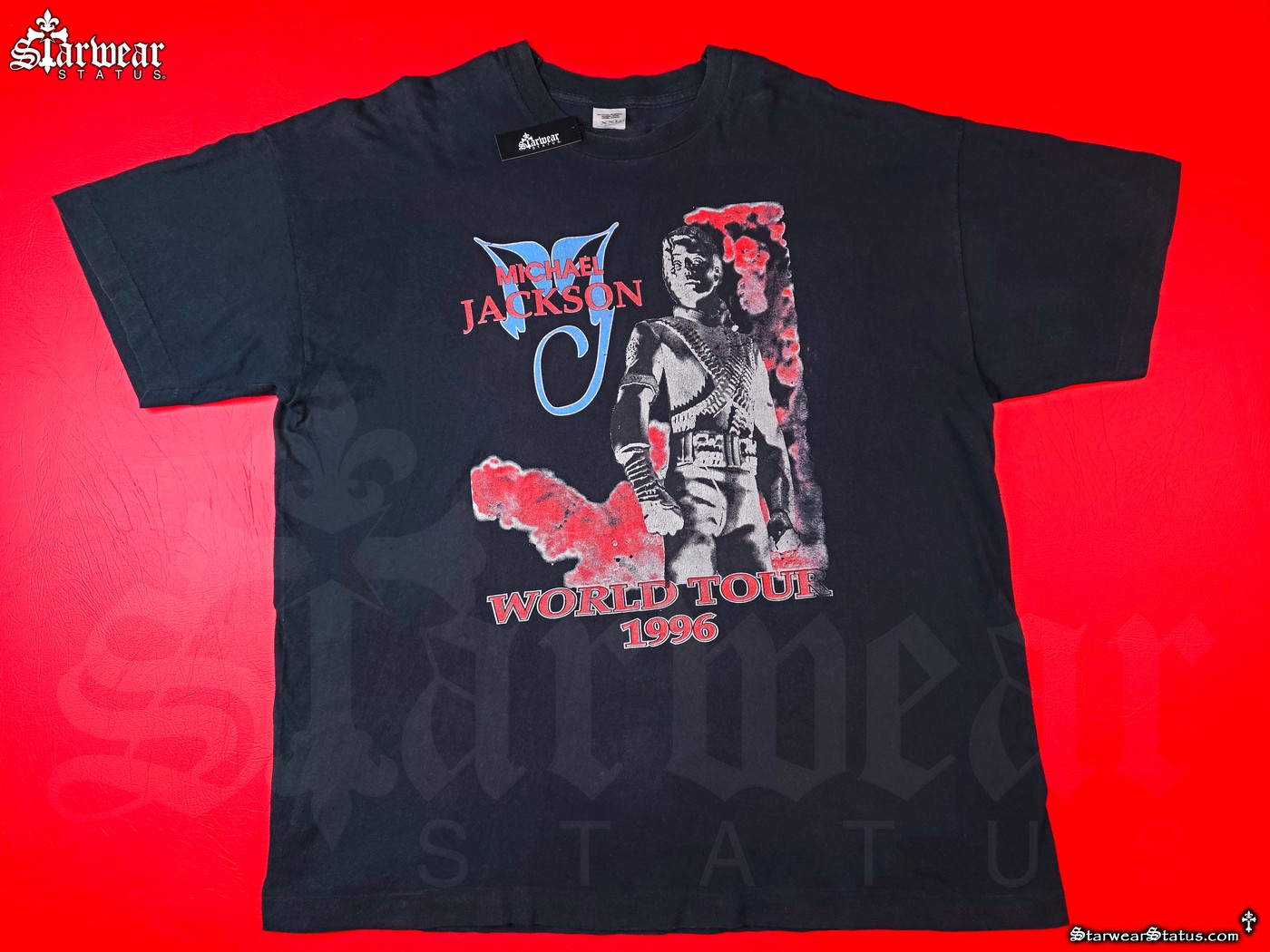 Michael Jackson King of Pop Vintage 90s HIStory World Tour Concert Crew Neck T-Shirt Tee with Toe Stand Design, Fits Men’s XL, Extremely Rare (1996–1997)