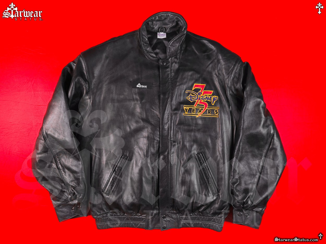 Vintage 90s WALT DISNEY GALLERY Leather Bomber Jacket L