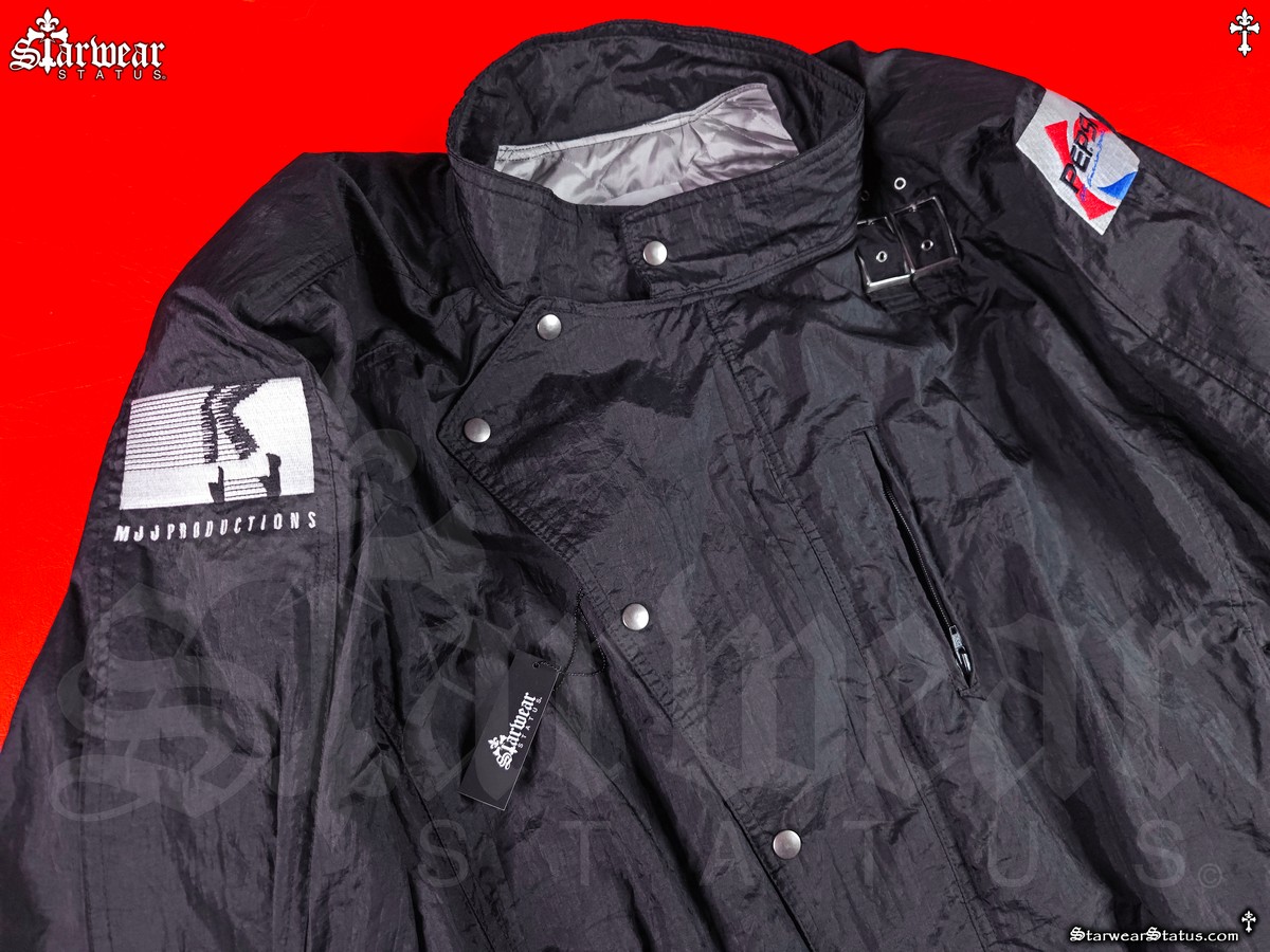 Michael Jackson MJJ Productions sleeve patch detail BAD Tour 1988 crew jacket vintage tour wardrobe